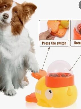 Source Unknown Yellow and Orange Interactive Dog Treat Dispenser